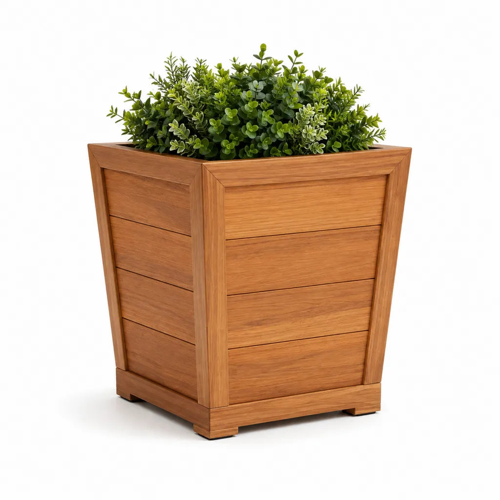 Jardiniere carree en bois d'acacia massif marron 40 x 40 x 50 cm