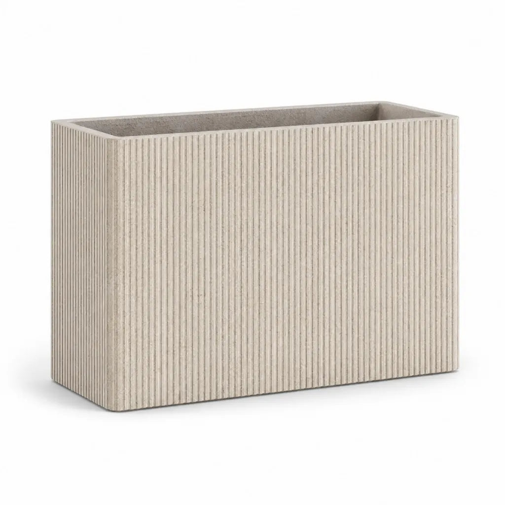 Jardiniere rectangulaire 80 x 30 x 70 cm en ciment renforce de fibres gris beige